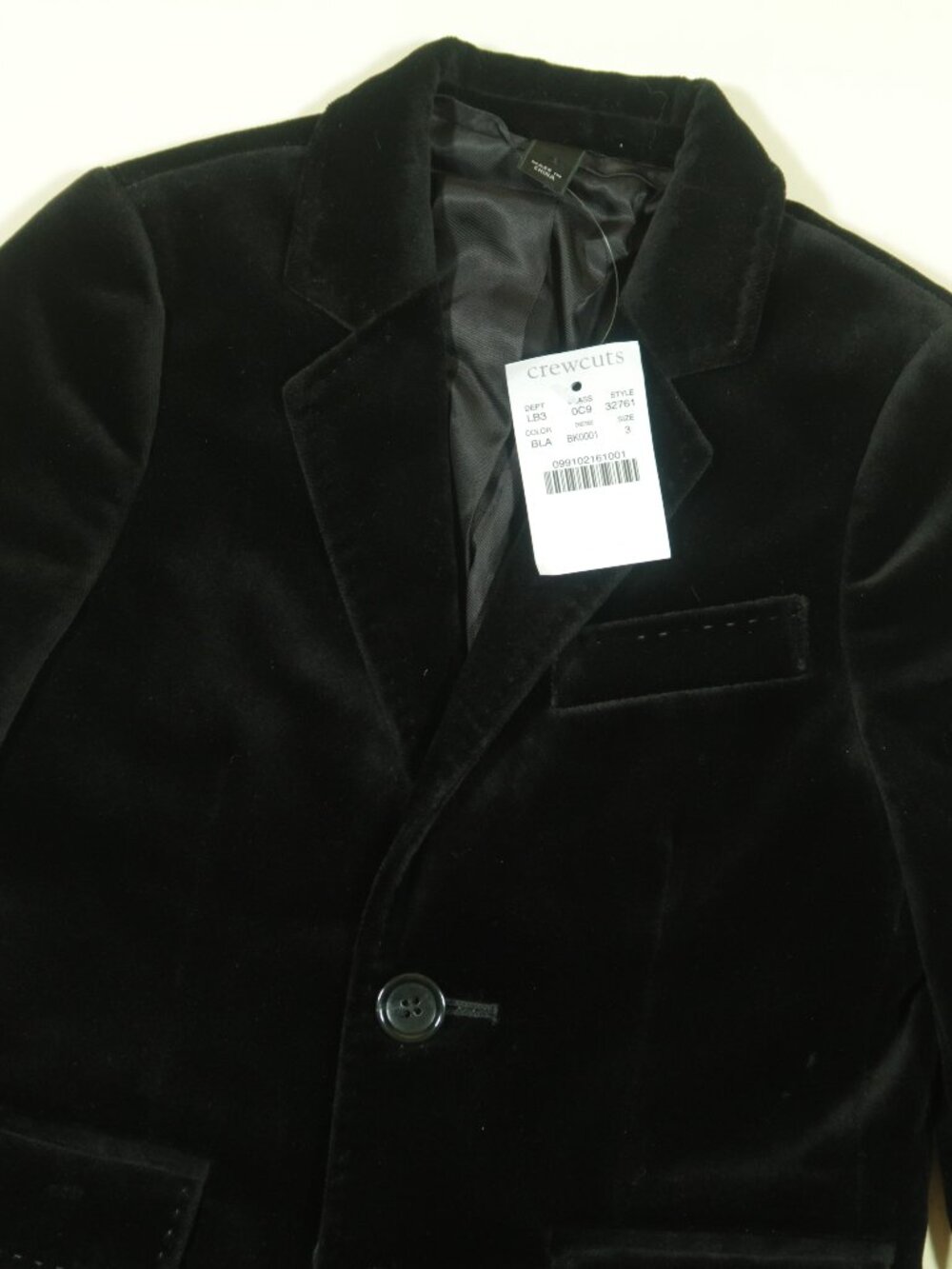 Crewcuts J Crew Ludlow Velvet Blazer Boys 3 Black Dinner Jacket 2B 2V New